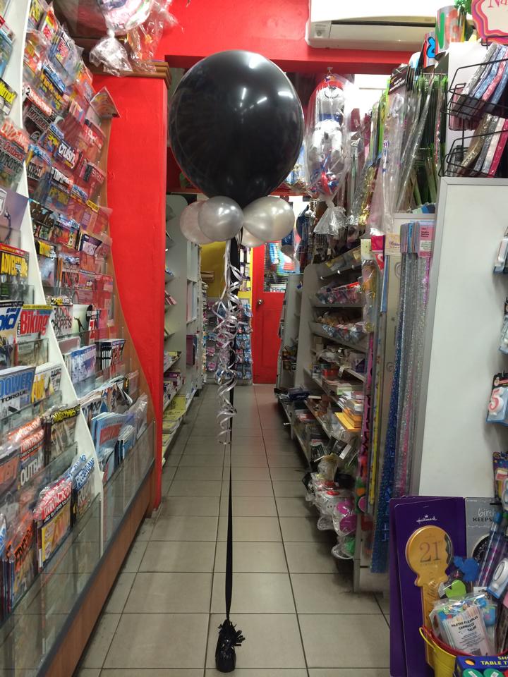 3ft Black Balloon with 11in Silver Balloons