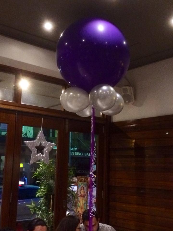 3ft Purple Balloon with 11in Silver Balloons