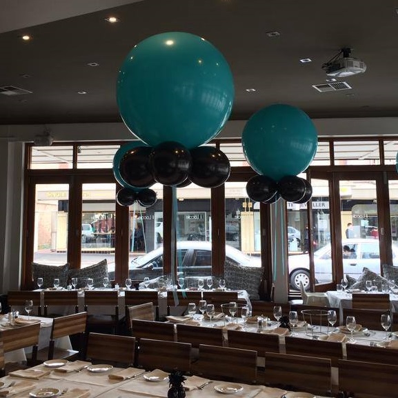 3ft Teal Balloon with 11in Black Balloons
