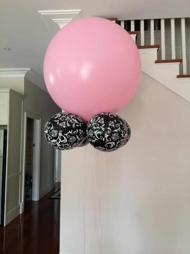 3ft Baby Pink Balloon with 11in Damask Balloons
