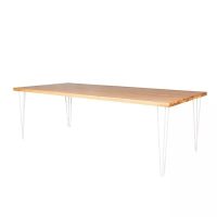 White Hairpin Banquet Table W- Timber Top