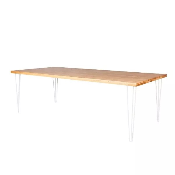 White Hairpin Banquet Table W/ Timber Top