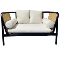 Black Rattan Sofa Lounge Hire