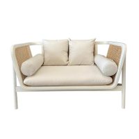 White Rattan Sofa Lounge Hire