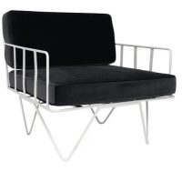 Wire Arm Chair Hire - Black Velvet Cushions