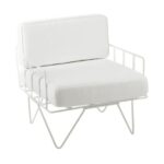 Wire Arm Chair Hire - White Velvet Cushions