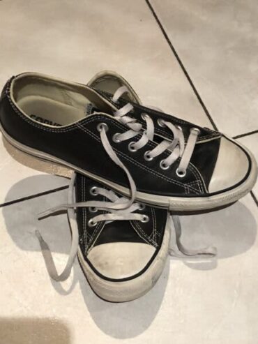 Converse Black Leather Shoes Unisex