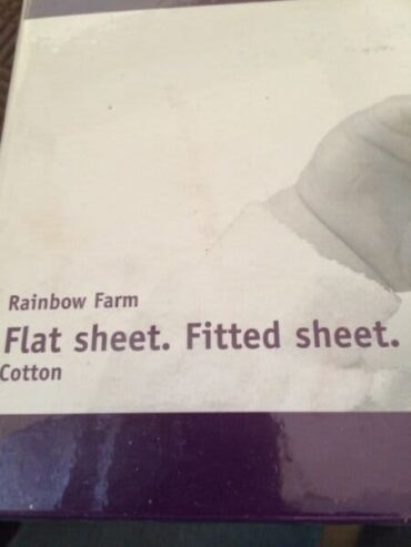 Rainbow farm cot sheet set