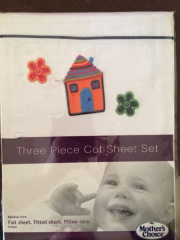 Rainbow farm cot sheet set