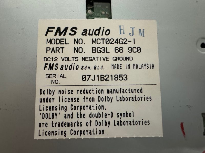 MAZDA VINTAGE AM/FM STEREO CASSETTE CAR RADIO, FMS AUDIO, MCT024G2