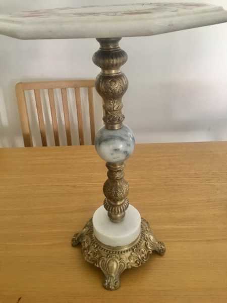 Antique Brass and Marble Side Coffee Table