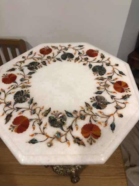 Antique Brass and Marble Side Coffee Table