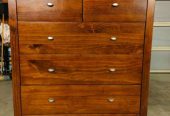 Walnut color solid wooden 6 drawers tallboy