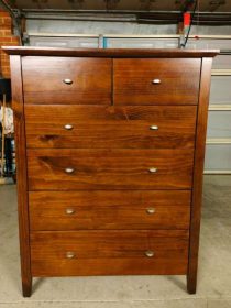 Walnut color solid wooden 6 drawers tallboy