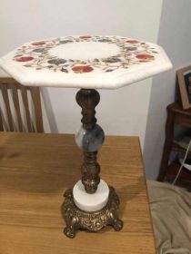 Antique Brass and Marble Side Coffee Table