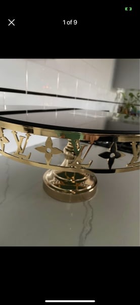 Gold LV Designer Cake Stand and Tray