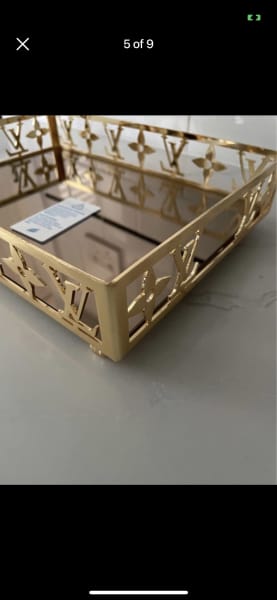 Gold LV Designer Cake Stand and Tray