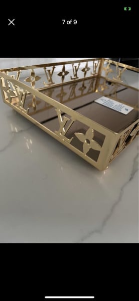 Gold LV Designer Cake Stand and Tray