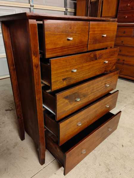 Walnut color solid wooden 6 drawers tallboy