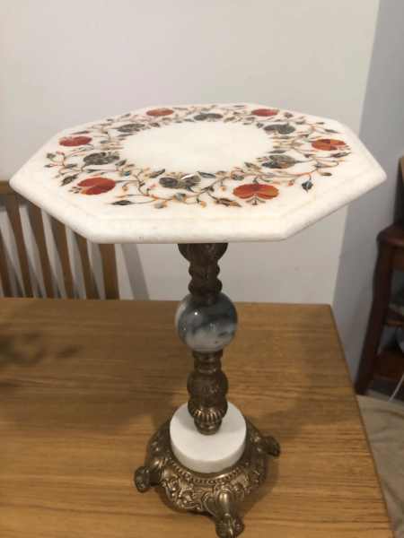 Antique Brass and Marble Side Coffee Table