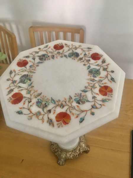 Antique Brass and Marble Side Coffee Table