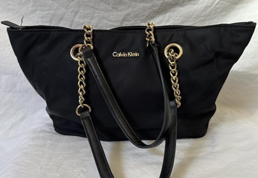 Black Calvin Klein handbag with gold hardware