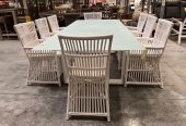 White Outdoor Dining Set with Glass Top Table