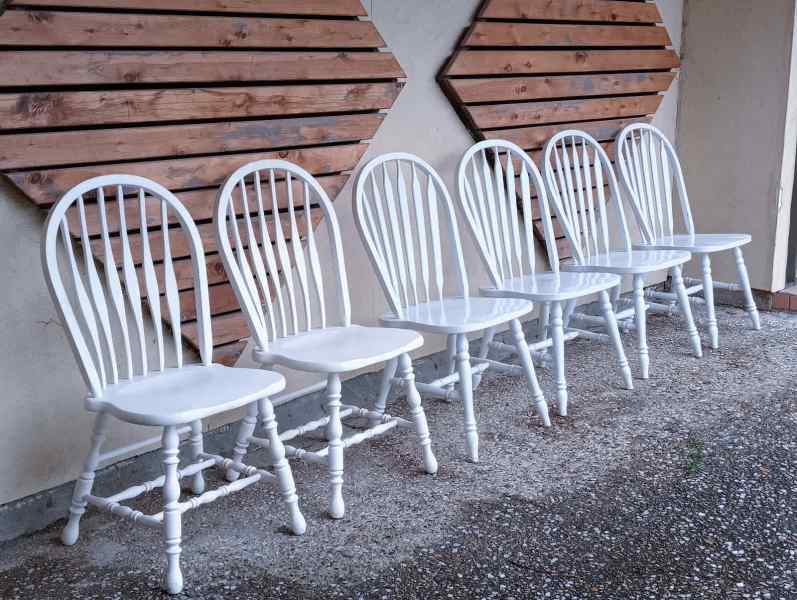 White Colonial Vintage Timber Wooden Chairs Set of 6 $150