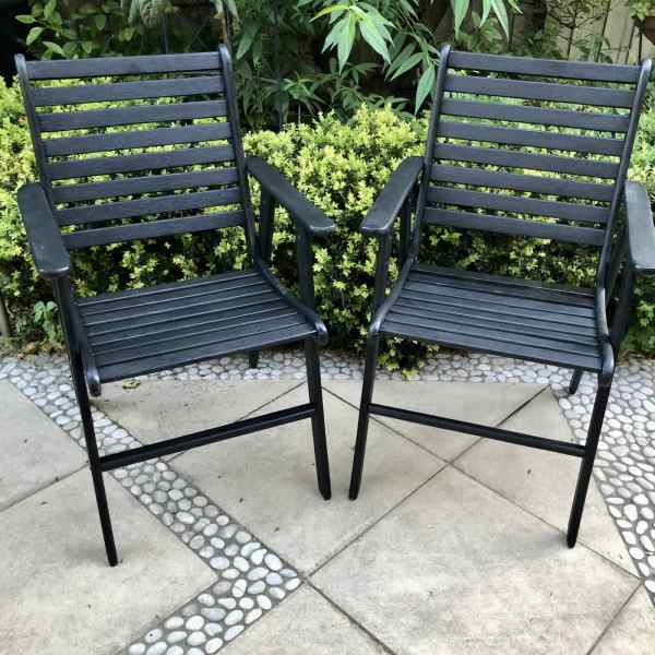 TWO Hardwood Garden, Deck or Balcony Armchairs