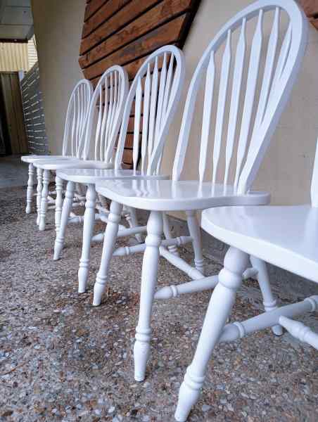 White Colonial Vintage Timber Wooden Chairs Set of 6 $150