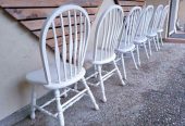 White Colonial Vintage Timber Wooden Chairs Set of 6 $150