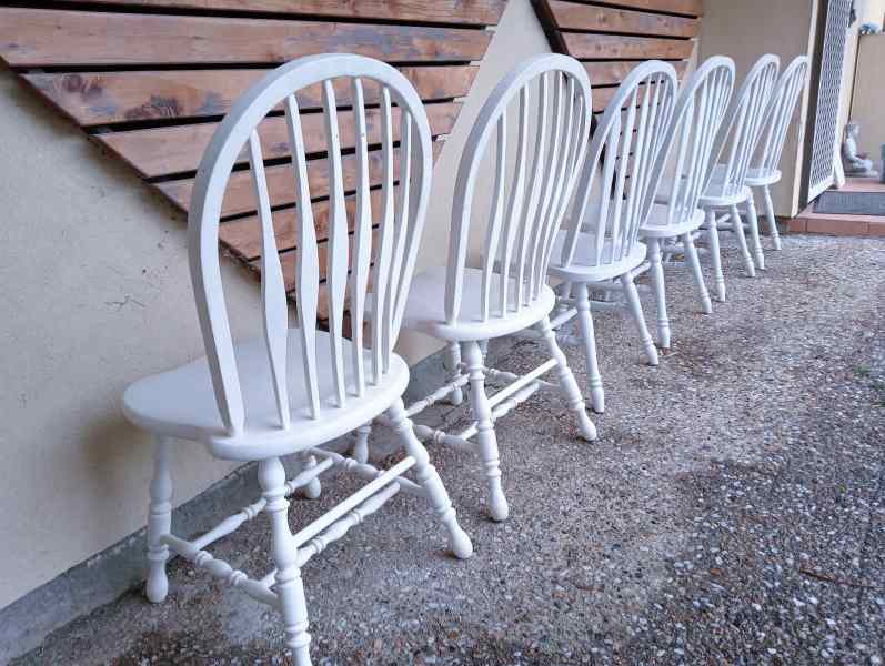 White Colonial Vintage Timber Wooden Chairs Set of 6 $150