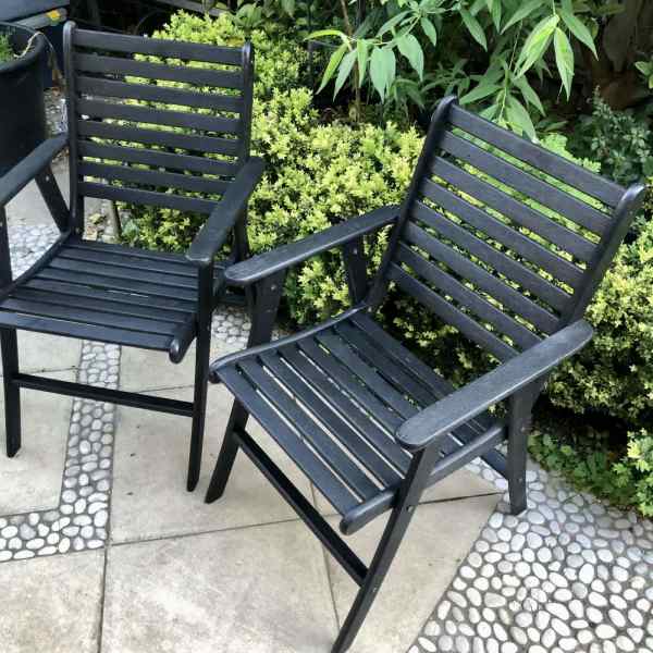 TWO Hardwood Garden, Deck or Balcony Armchairs