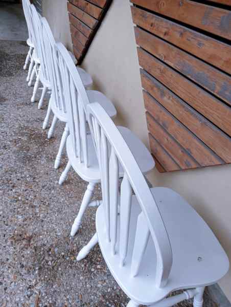 White Colonial Vintage Timber Wooden Chairs Set of 6 $150