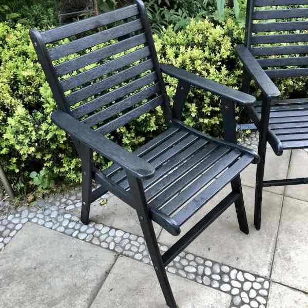 TWO Hardwood Garden, Deck or Balcony Armchairs