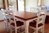 Solid Timber Wooden Dining Setting Suite Table and Six Chairs