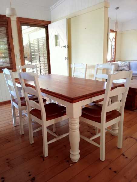 Solid Timber Wooden Dining Setting Suite Table and Six Chairs