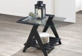 Glass Top Side Table in Black