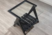 Glass Top Side Table in Black