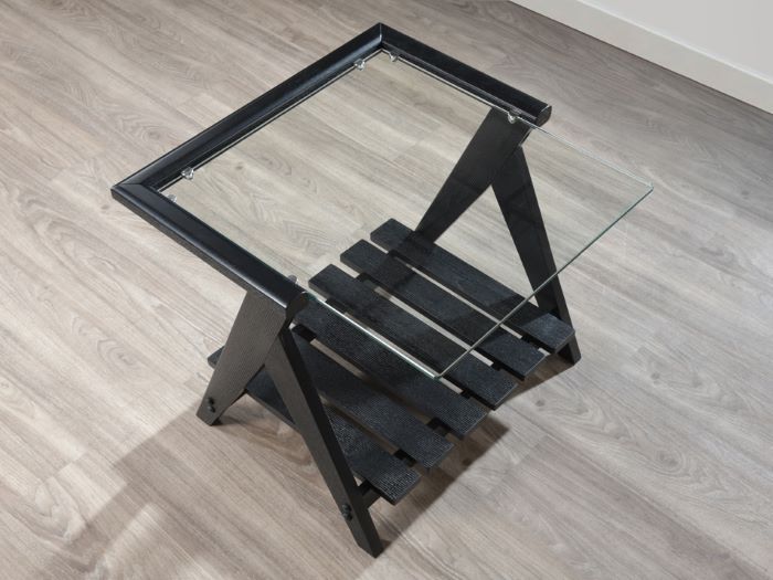 Glass Top Side Table in Black