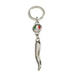 Silver Italian Corno Horn Keychain