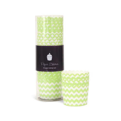 Apple Green Chevron Baking Cups - Paper Eskimo