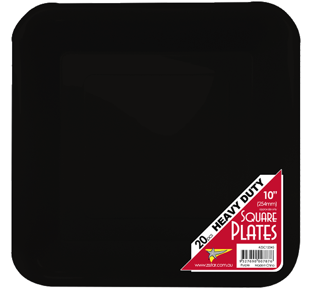 BLACK DINNER PLASTIC SQUARE PLATES