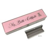 Birth Certificate Box -Pink Metal