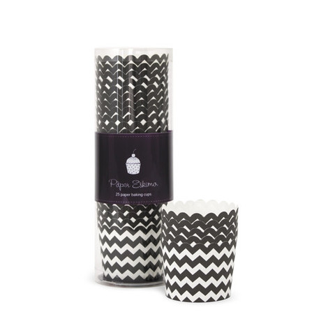 Black Tie Chevron Baking Cups - Paper Eskimo