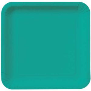 CARRIBBEAN TEAL 9in SQUARE PAPER PLATES