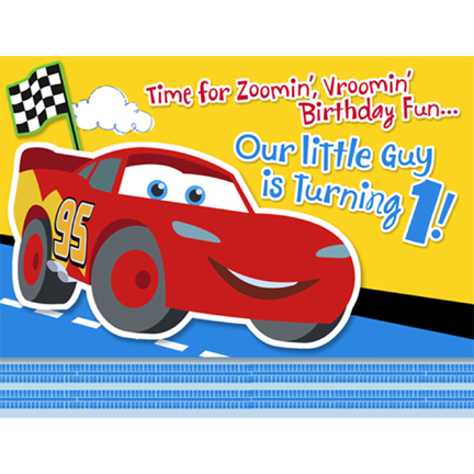DISNEY CARS 1st BIRTHDAY CHAMP INVITATIONS