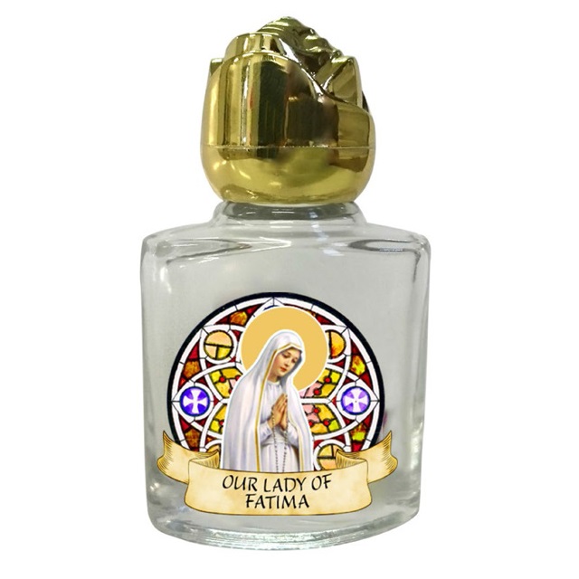 Glass Our Lady of Fatima Holy Water Bottle