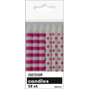 HOT PINK DOTS & STRIPES Candles
