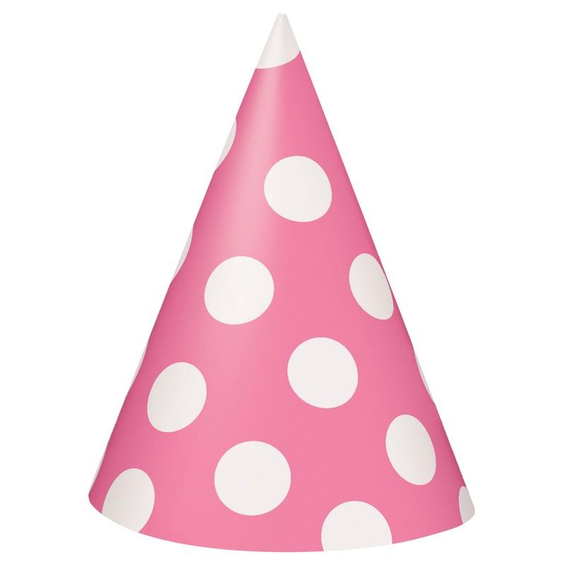 Pink Polka Dot Cone Hats
